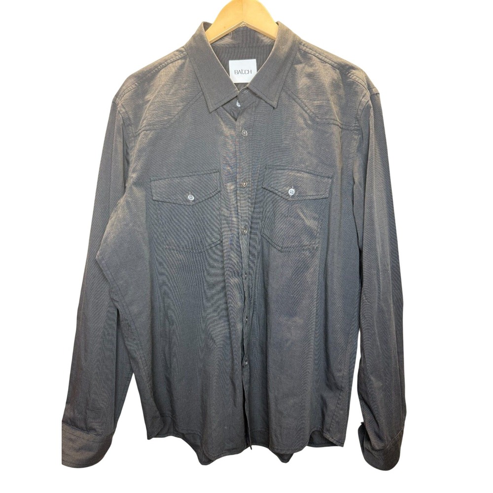 Batch Button Up Shirt Jacket Mens XL Black Long Sleeve Cotton Western